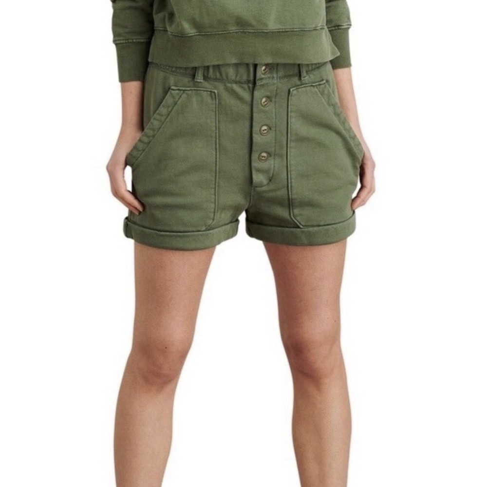 Alex‎ Mill Lakeside Shorts Army Green Sm Cotton Jersey Fleece Minimalist Comfort